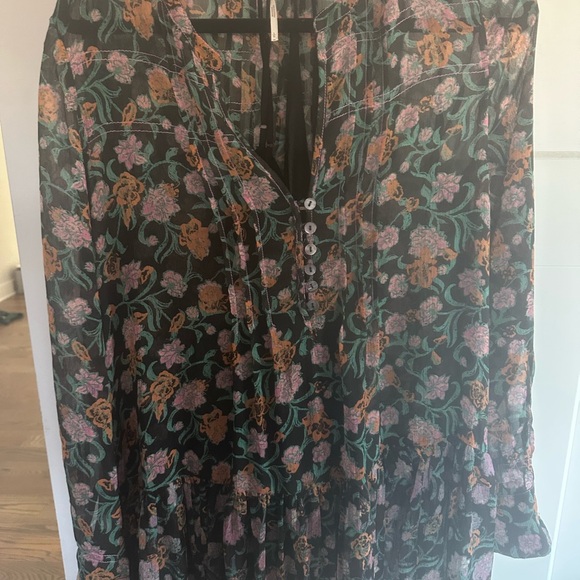 Free People Black and Pink Floral Dress - Picture 3 of 4